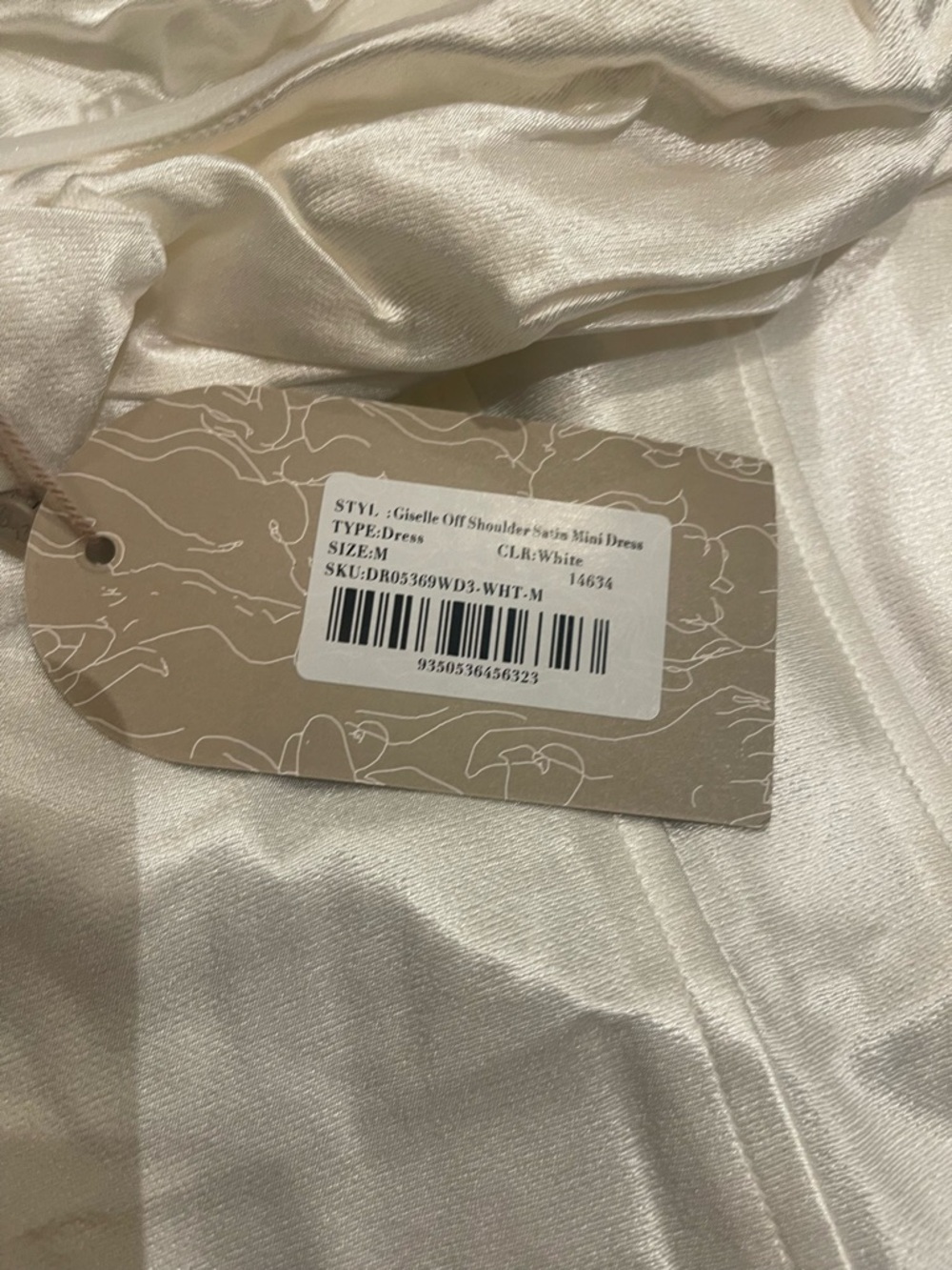 Meshki Giselle Off Shoulder Satin Mini Dress White NWT Size Medium - Picture 5 of 7